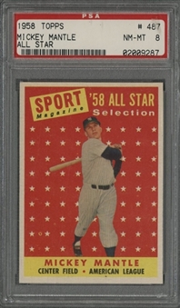 1958 Topps #487 Mickey Mantle AS - PSA NM-MT 8